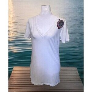 Fox Racing Moto is Life Established 1974 White Graphic Womens SS TShirt Sz L NWT